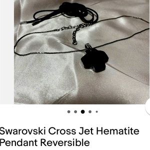 Swarovski cross   Hematite jet reversible pendant.